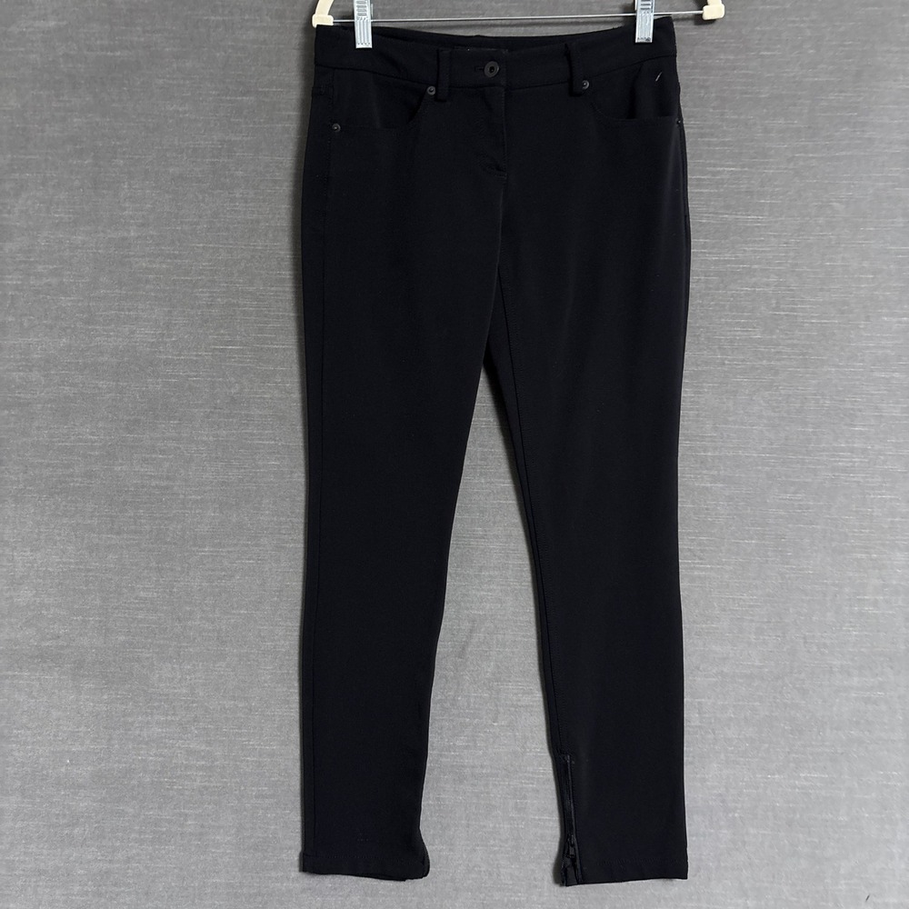 Theory Pants 2 Black Ankle Zip Stretch Skinny Nakisha Mandatory Career Classic